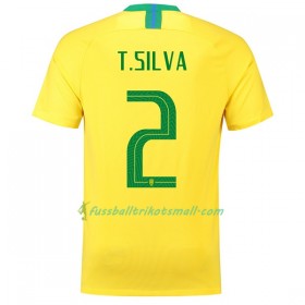 Günstige Fußballtrikots Brasilien T.Silva 2 WM 2018 Heimtrikotsatz kaufen